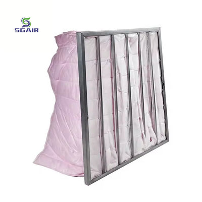 AHU için 1~5μM filtrasyon verimliliği ile galvanizli çerçeve cep hava filtresi