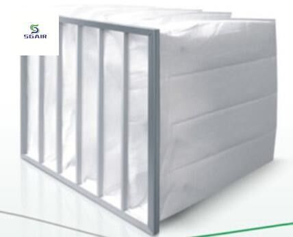 Büyük toz tutma kapasitesi Orta sentetik fiber pock filtre galvanizli çelik çerçeve